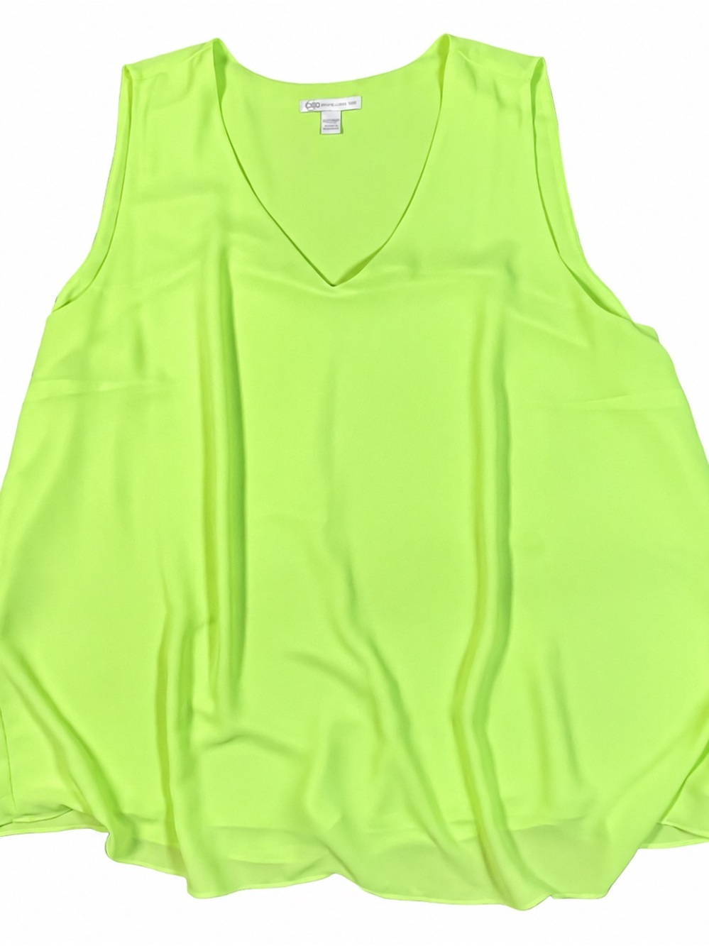 Cato V-Neck Tank Top Plus size 22/24 W Lime Green Dressy Loose Fit Sleeveless